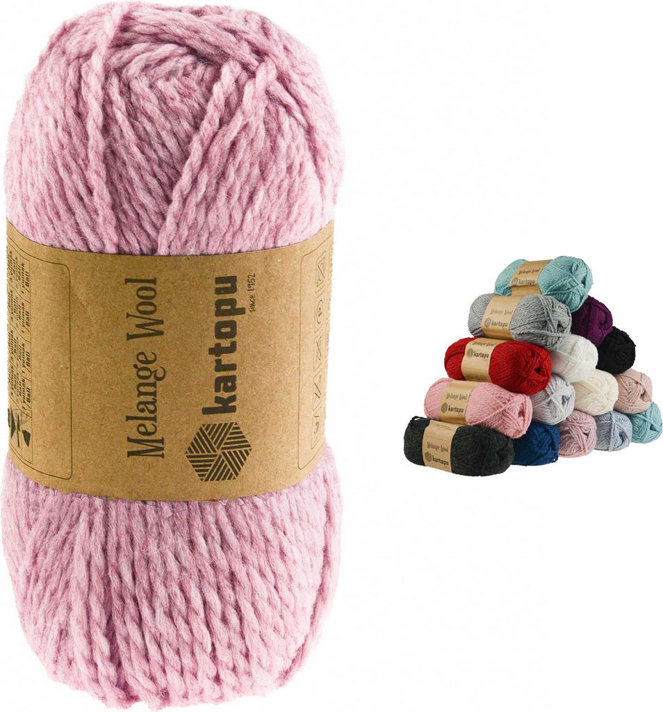 100g Strickgarn Kartopu Melange Wool Strickwolle Häkelgarn rosa meliert