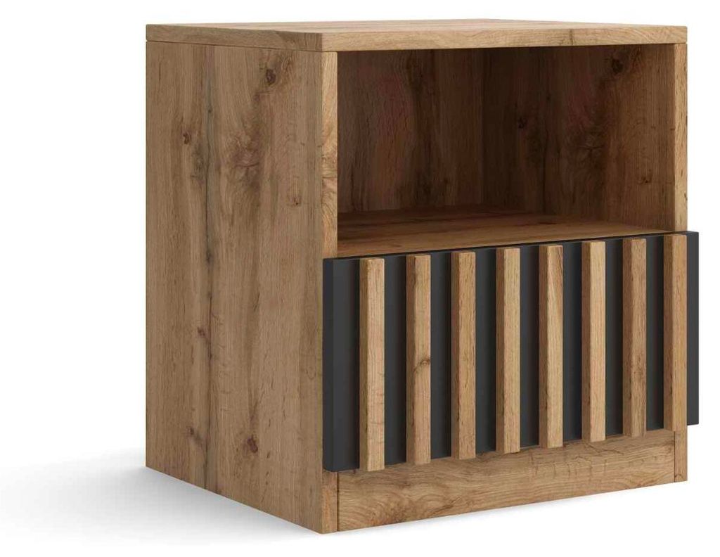 Masseno Nachttisch ZENO Nachtschrank Beistelltisch für Schlafzimmer 45 x 48 x 37 cm Eiche Wotan