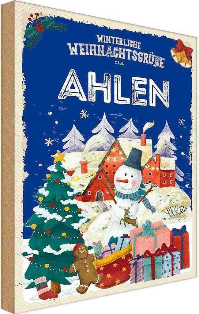vianmo Holzschild 30x20 cm Weihnachtsgrüße aus AHLEN Weihnachten
