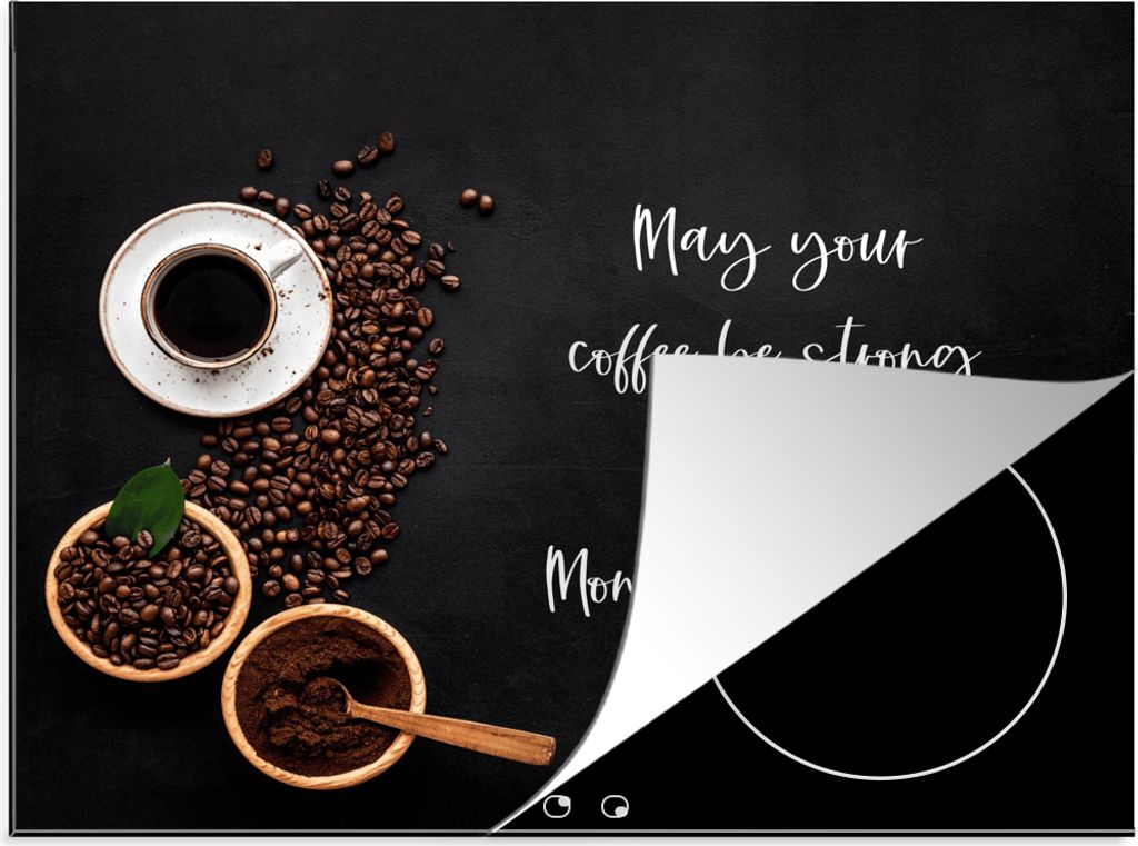 KitchenYeah Herdabdeckplatte Kaffee - Möge dein Kaffee stark und dein Montag kurz sein - Sprichwörter - Zitate , 59x51cm, Küche Deko, Glaskera...