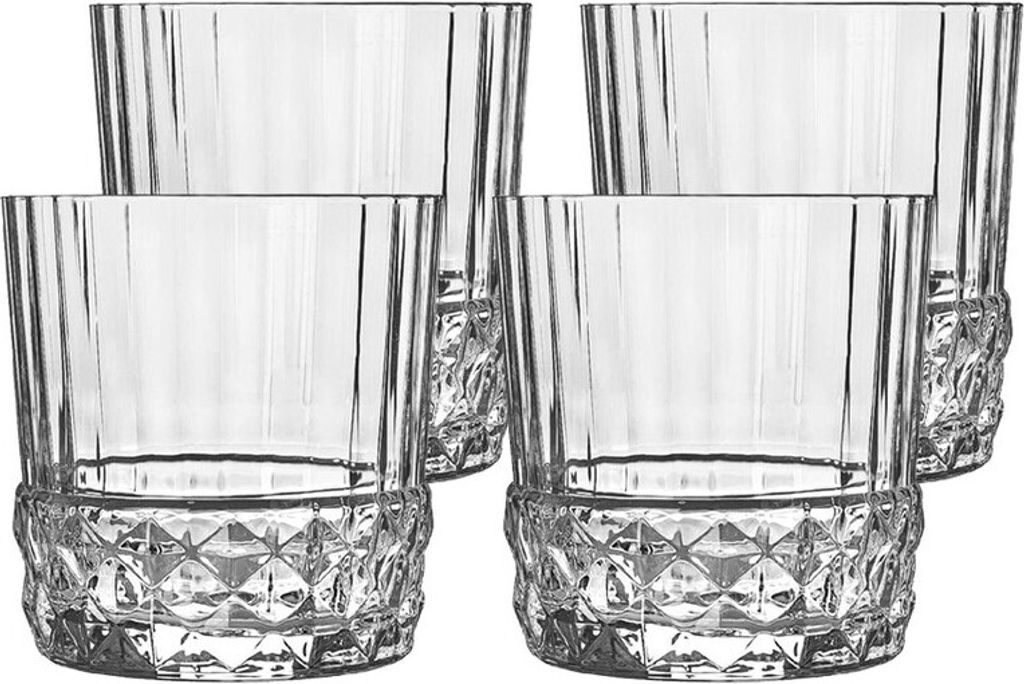 Whiskyglas Becher Trinkglas Retro Vintage Kristallglas America 4er Set (380ml)