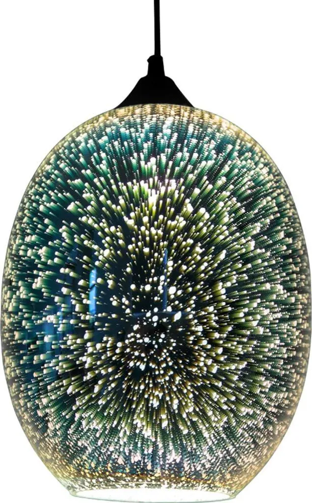 lampada a sospensione in vetro 3D 220V, moderna-minimalista, effetto fuoco d'artificio, corpo grigio chiaro, per bar e decorazioni natalizie