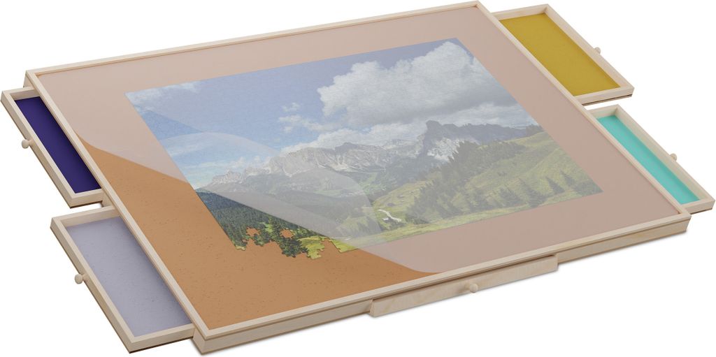 Relaxdays – stolik do układania puzzli z 4 szufladami, do Zdjęcie produktu 