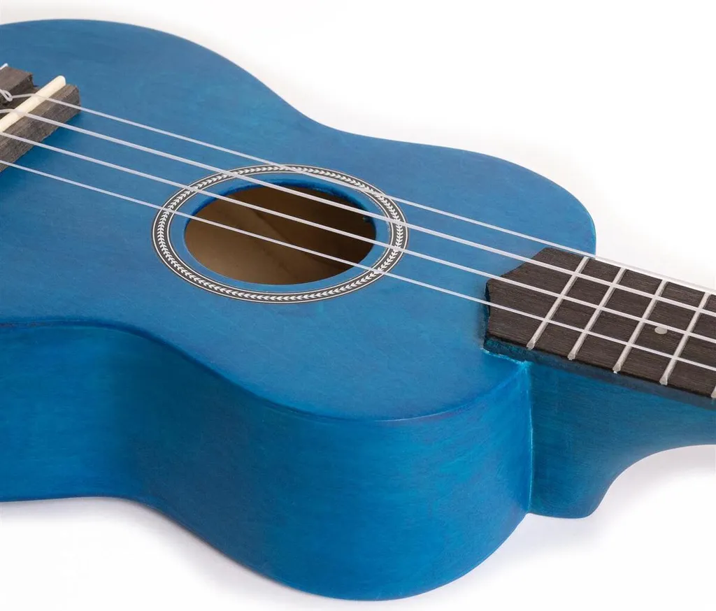 Ukulélé Soprano bleu avec méthode d'apprentissage multilingue et accessoires - 5