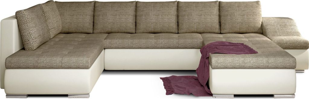 Wohnlandschaft mit Bettfunktion Polstergarnitur Ecksofa mit Schlaffunktion und Bettkasten Couch für Wohnzimmer Schlafsofa Sofagarnitur Sofa Eckcou...