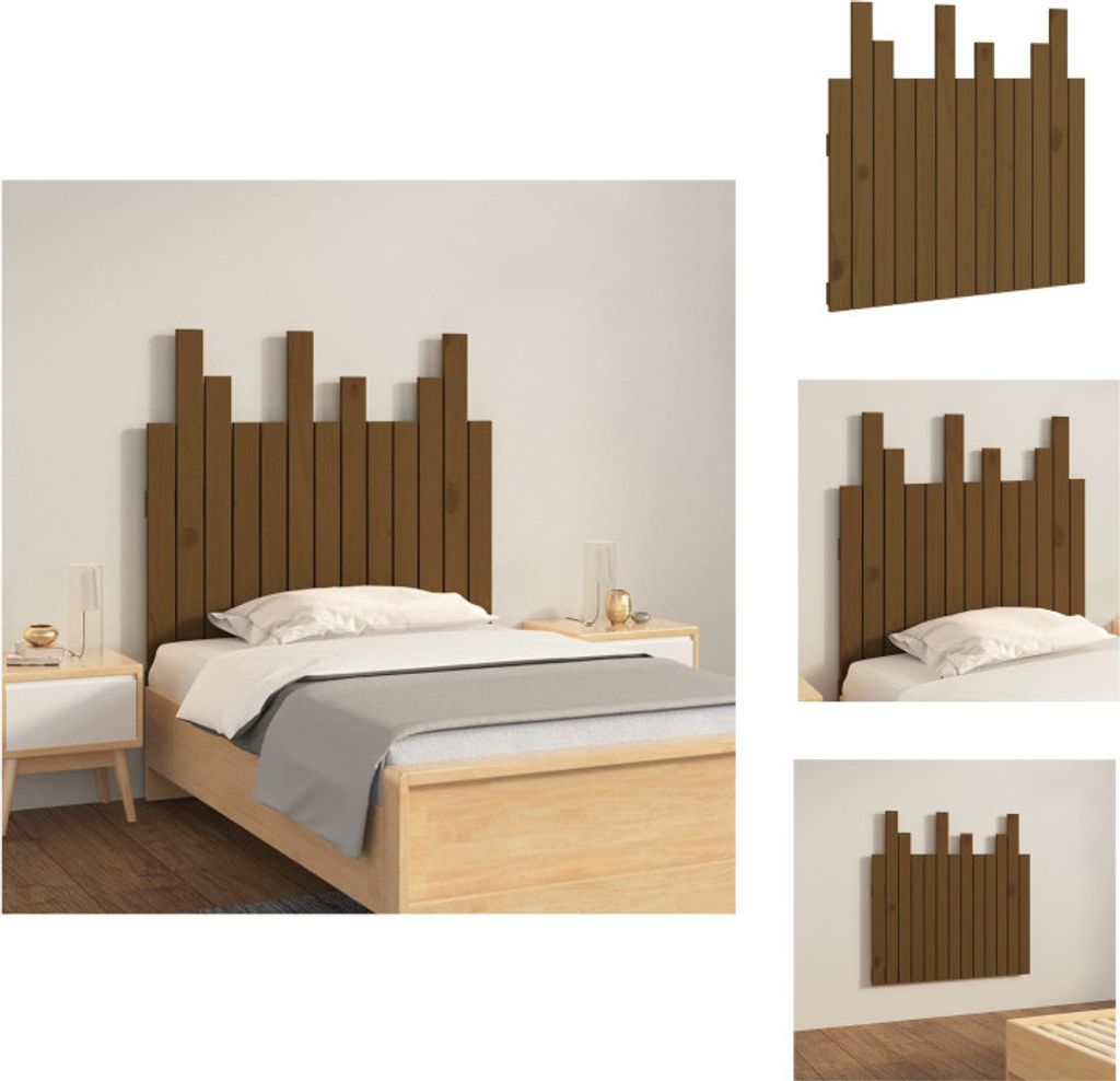 vidaXL Wand-Kopfteil Honigbraun 82,5x3x80 cm Massivholz Kiefer - Kopf- & Fußenden