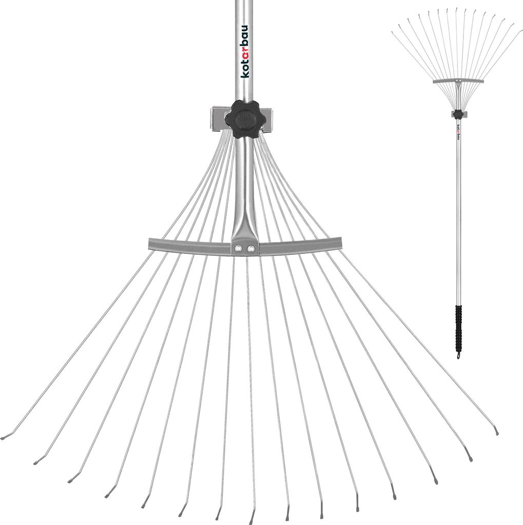 KOTARBAU® Laubrechen mit Stiel Fächerbesen verstellbar Produktbild 