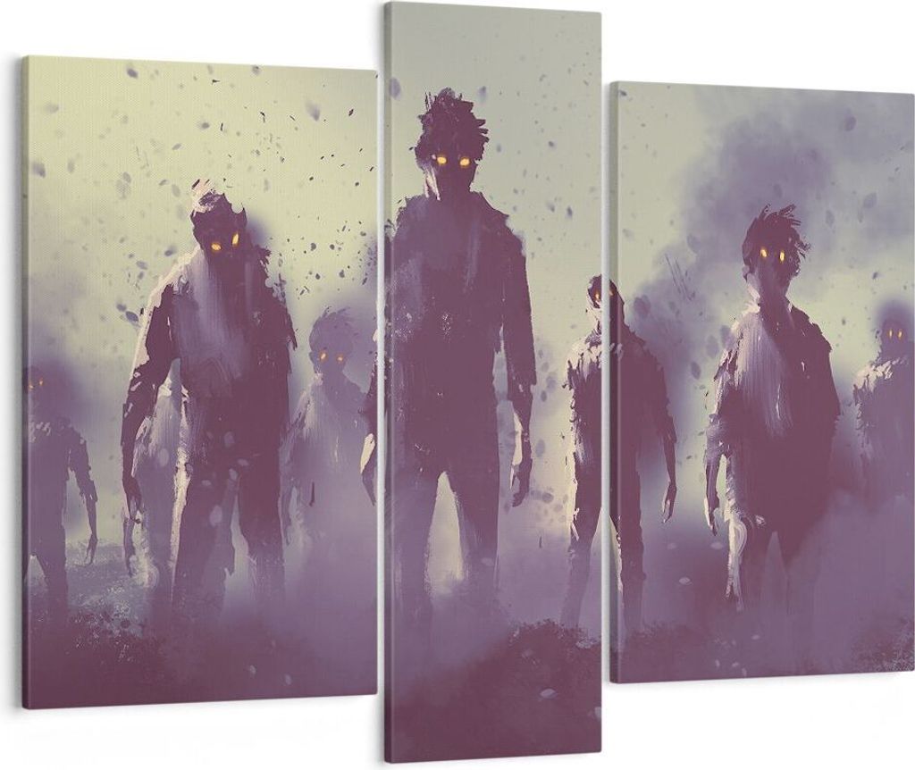 Bild auf Leinwand - Leinwandbild - Charaktere Halloween Geheimnis - 95x80cm - Wand Bild - Wanddeko - Leinwanddruck - Bilder - Kunstdruck - Wanddeko...