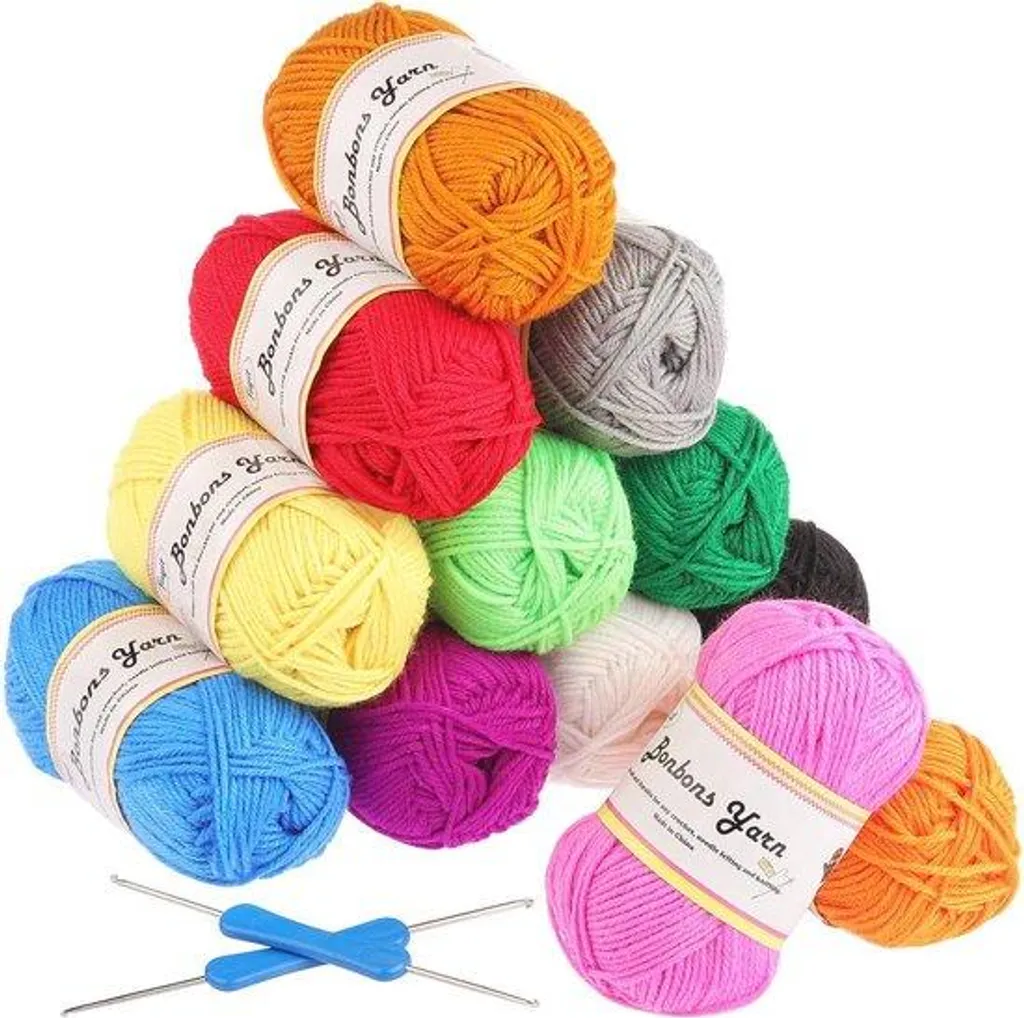 Fil acrylique doux anti-boulochage lot de 12 pour crochet et tricotage