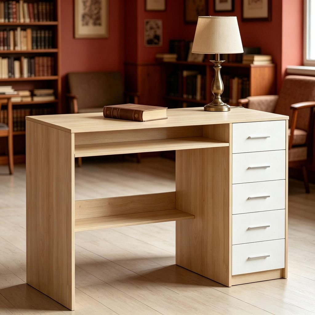 Schreibtisch 5 Schubl. 5 Schubl, minimalistisch, stabil. Produktbild 