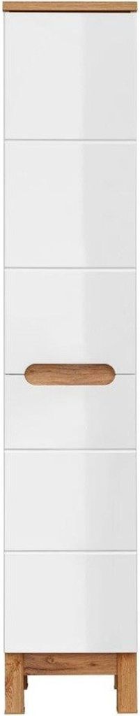 Bali 2D Hochschrank mit Wäschekorb, Weiß Glanz und Produktbild 4