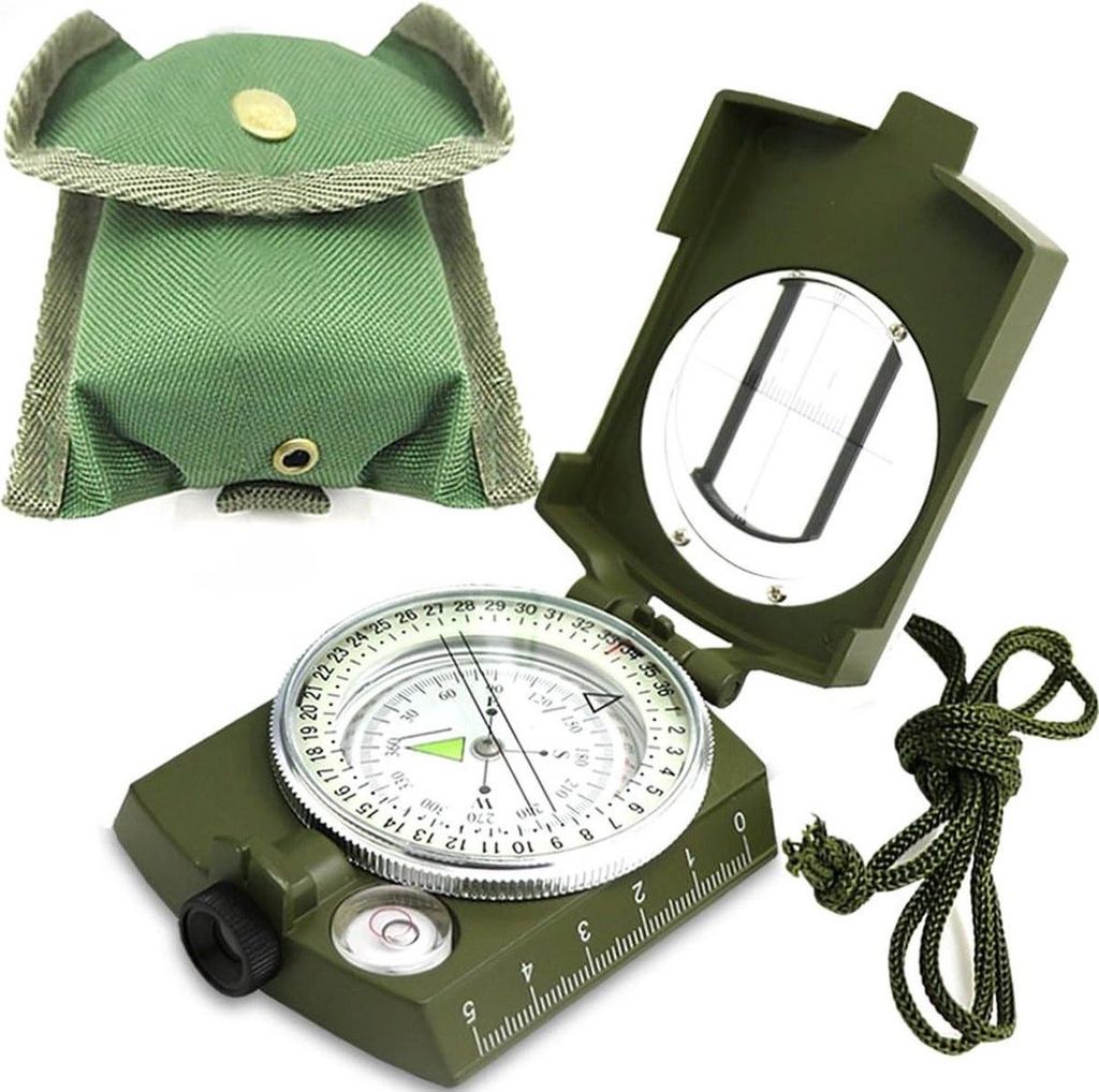 Jumadas – Zusammenklappbarer Militärkompass | Für Outdoor und Survival | Professionelles Metalldesign | Mit Kartenleser | Grün
