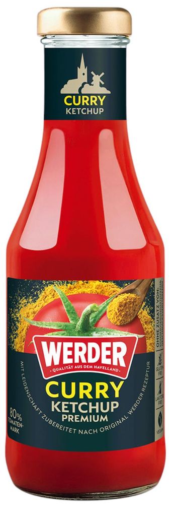 Werder Premium Curry Ketchup 450 ml Glasflasche Feinkost Grillen BBQ Wurst