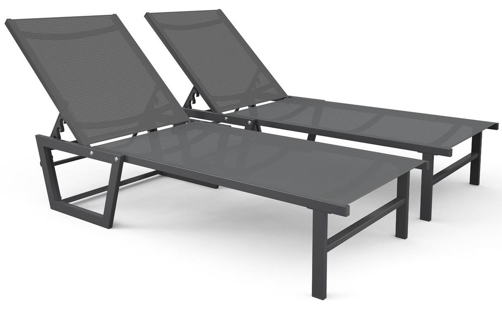 VOUNOT® 2er Set Sonnenliege Gartenliege aus Aluminium und Produktbild 