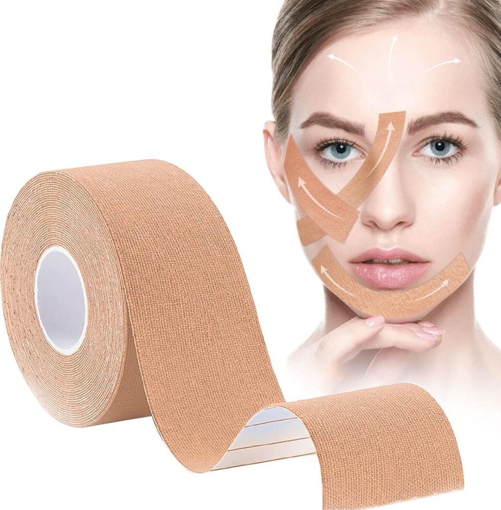 Face Lifting Tape, Myofasziales Gesichtstraffungsband, Anti-Falten Patches, Wrinkle Schminkles, Face Eye Neck Lift Tape, 2.5cm*5m,Hautfarbe