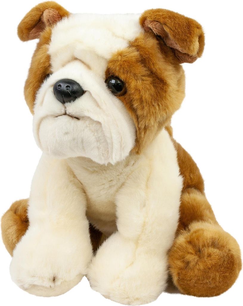 Französische Bulldogge 26 cm sitzend braun-weiß Kuscheltier Hund