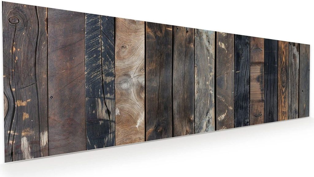 Glasbild 120x40cm in XXL für Wohnzimmer, Schlafzimmer Motiv Rustikale Holzplanken