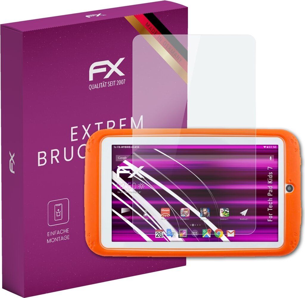 atFoliX FX-Hybrid-Glass Displayfolie kompatibel mit Tech Pad Kids 7 Glasfolie