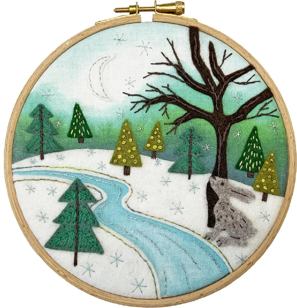 Kit Broderie Feutrine Bothy Threads Sous le Clair de Lune EFE3 Ø15cm