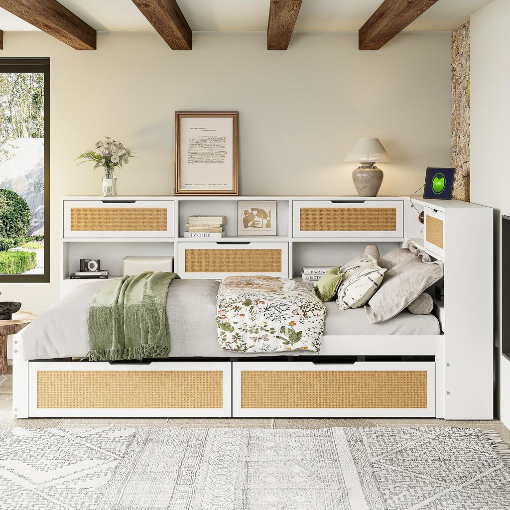 OKWISH Lit Banquette 140x200 cm, Lit Multifonction avec Image du produit 