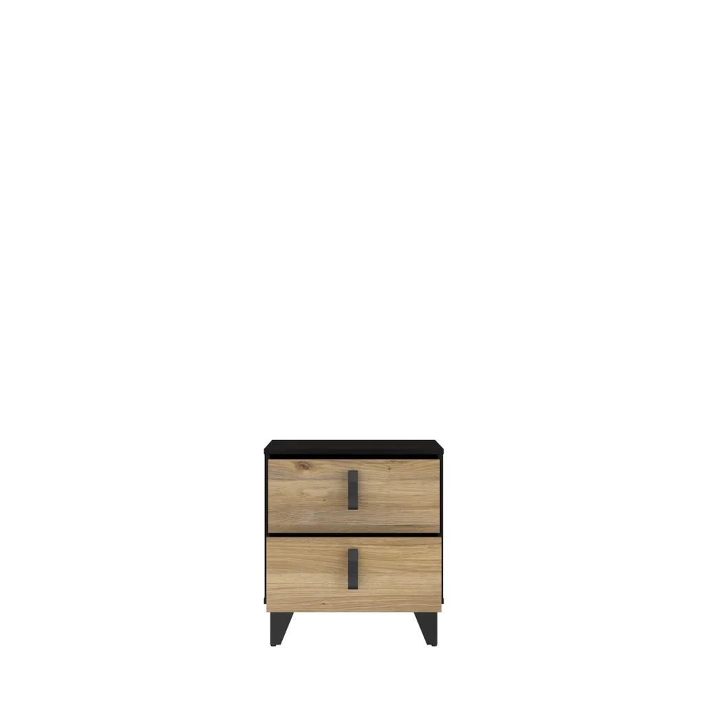 Table de chevet LYA en chêne et noir - Finition décor bois robuste