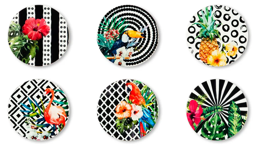 Dessous de verre anti-taches en céramique Tropical Chic Excelsa lot 6