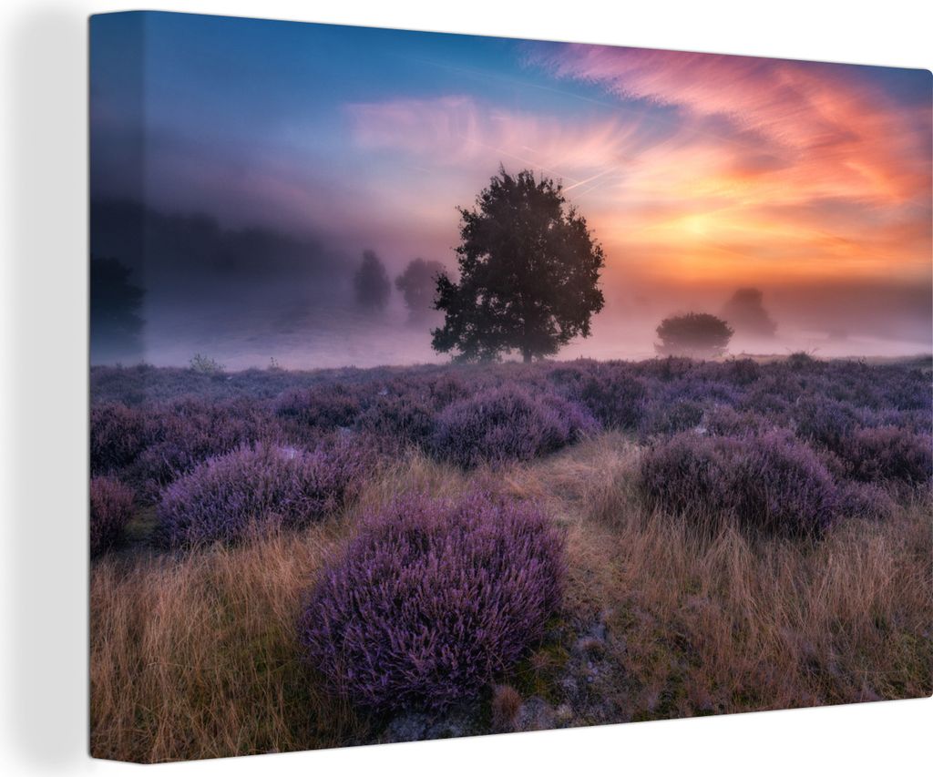 OneMillionCanvasses - Leinwandbilder - 150x100 cm, Blumen - Lavendel - Himmel, Wandbilder Kunstdruck Wanddekoration