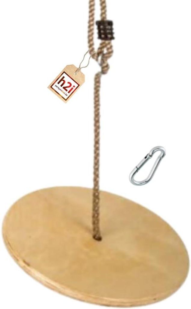 Tellerschaukel aus wetterfestem Holz | Robustes Design & anpassbare Schaukelhöhe | Kinderschaukel mit Halteseil & Karabiner l Schaukel für Outdoo...