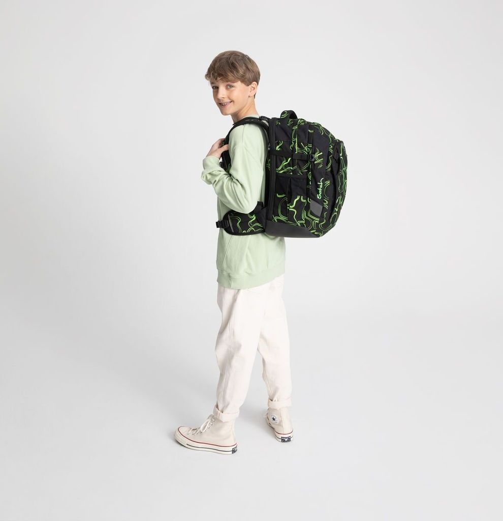 satch Schulrucksack Match Green Sup schwarz neongrün Produktbild 11