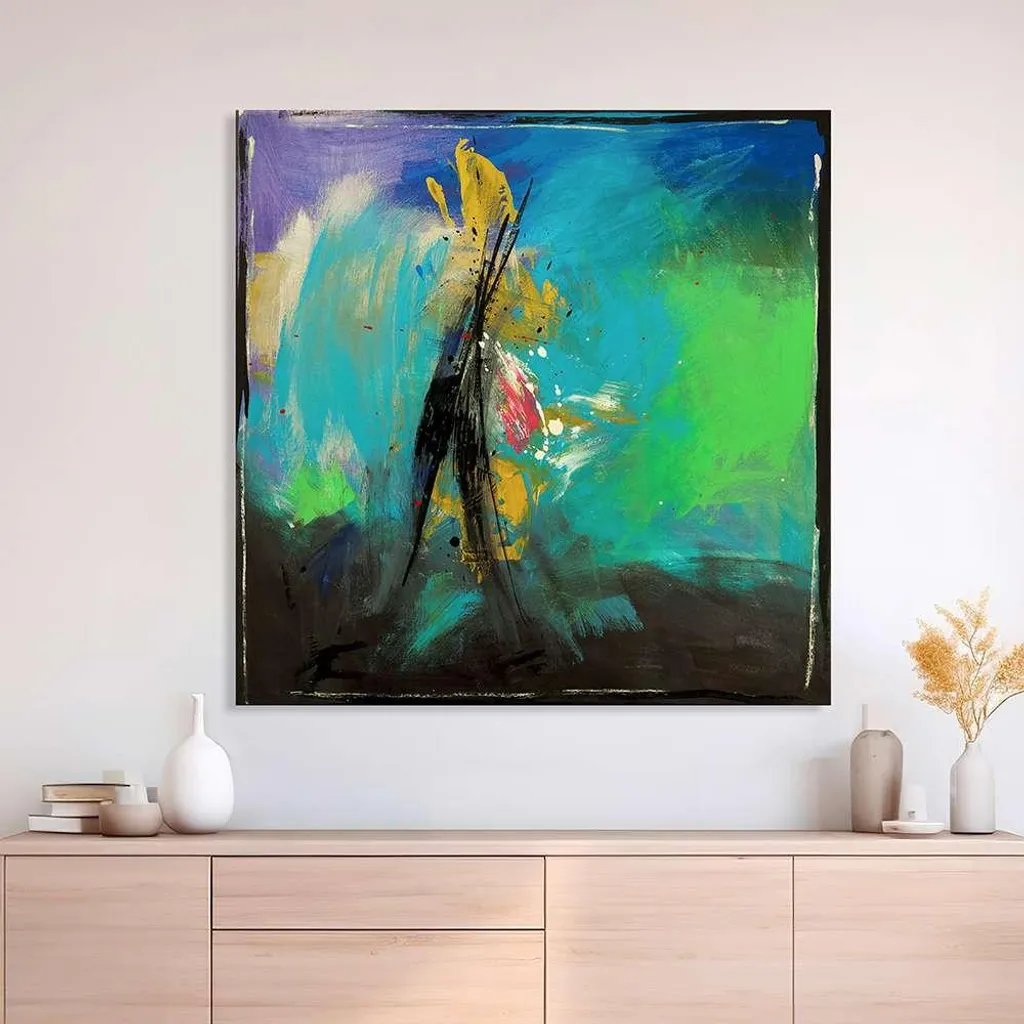 Toile Improvisation Verticale Romero - Art Abstrait Qualité Premium