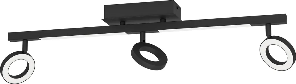 Rampe de spots LED Cardillio 2 Eglo noir satiné pour salon et bureau
