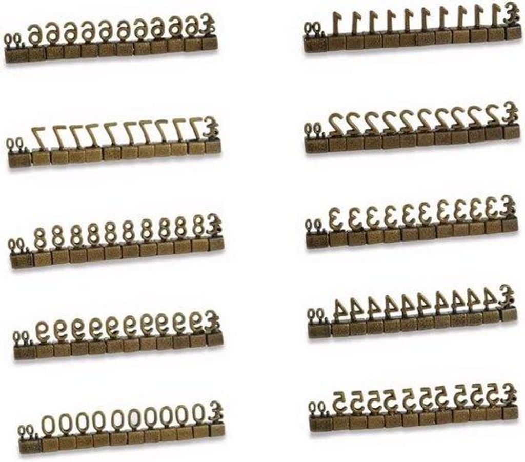 Mini 3D-Metal-Preisstempel-Set mit Verstellbarem und Abnehmbarem Preisetikett-Block-Kit für Laden-Preis-Display (Braun/GBP)
