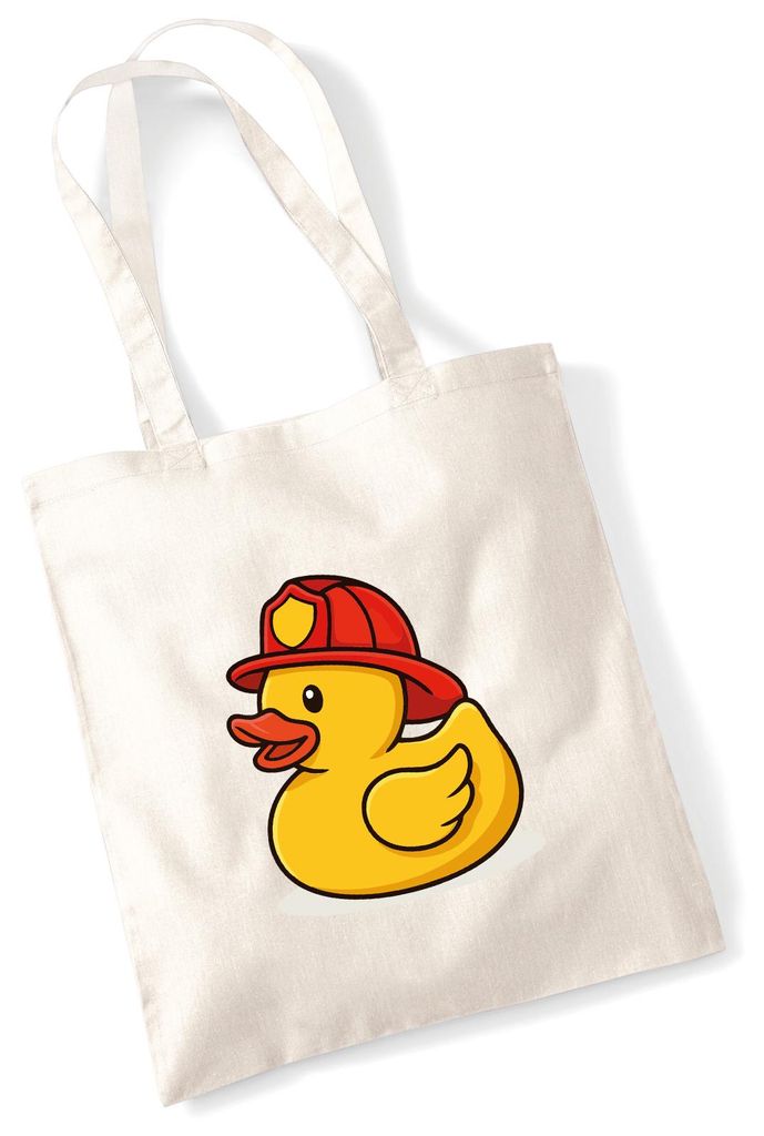 Huuraa Jutebeutel Quietscheente Feuerwehr Comic Gummiente 10 Liter Natural Baumwolle Tasche Geschenkidee
