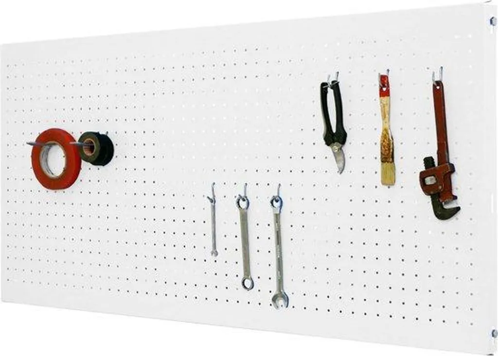 Présentoir mural blanc 900x400 cm à montage rapide avec 8 crochets