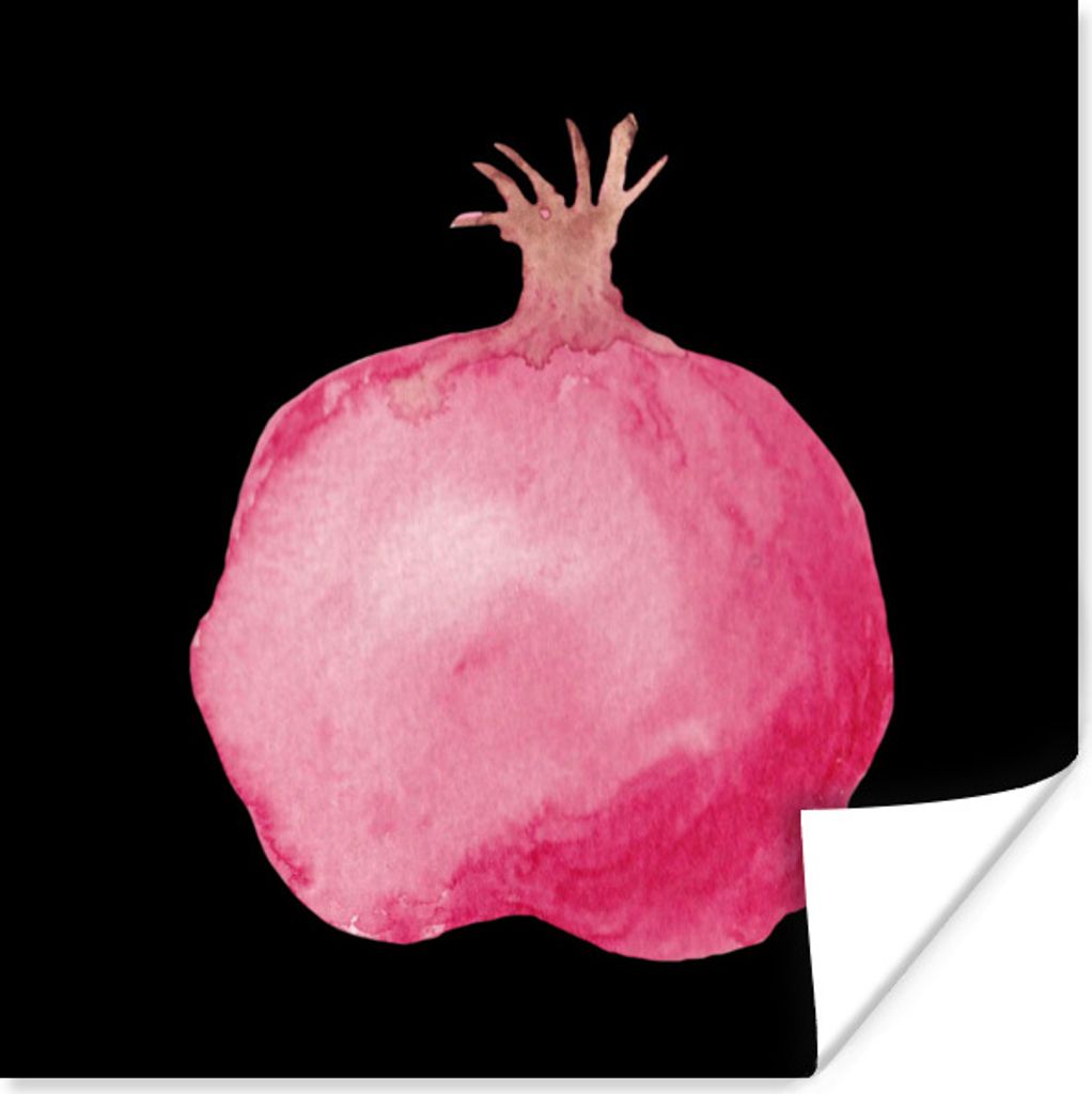 MuchoWow Poster Granatapfel - Rosa - Schwarz 30x30 cm - Wandposter - Printing