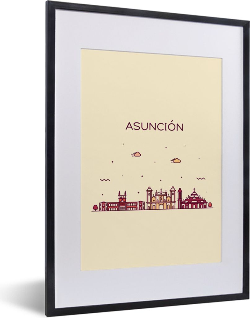 MuchoWow MuchoWow Gerahmtes Poster Skyline - Asunción - Lateinamerika 30x40 cm - Poster mit zchwarzem Bilderrahmen - Wandposter Schlafzimmer