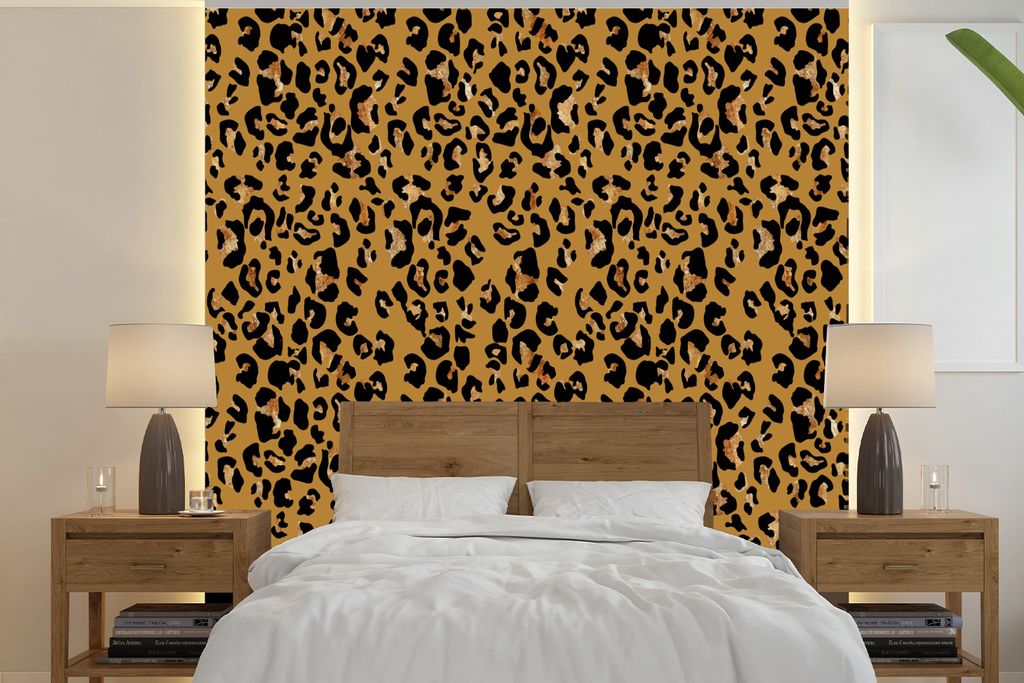 MuchoWow Fototapete für Wohnzimmer oder Schlafzimmer Wandtapete Vinyl Motivtapete Pantherdruck - Luxus - Muster - 350x350 cm - Schlafzimmertapete