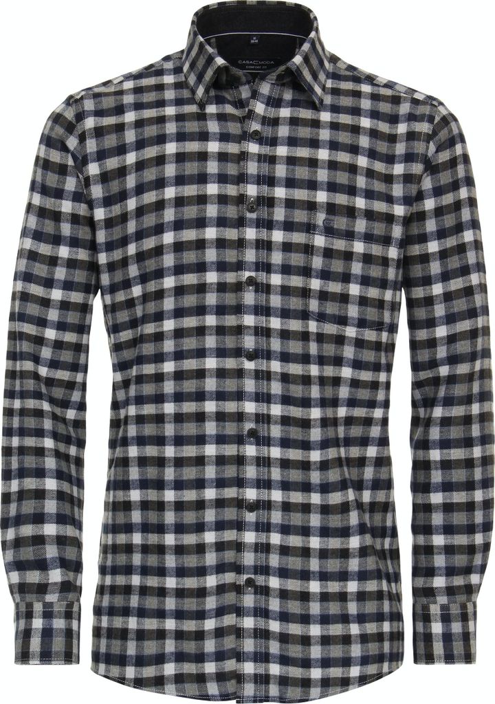 CASAMODA Herren Freizeithemd Langarm Kent Comfort-Fit Grün kariert XL