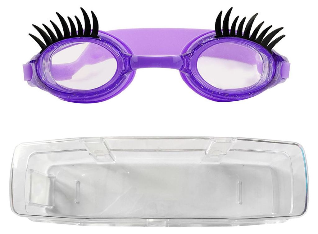Schwimmbrille für Kinder mit Wimpern, wasserdicht, auslaufsicher, beschlagfrei, UV-Schutz, klare Gläser, Silikon-Schwimmbrille für Jungen und M...