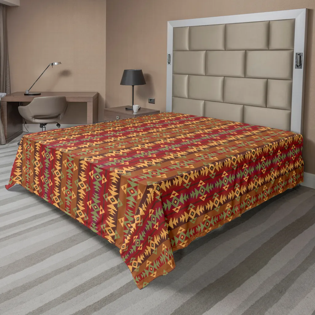 Drap de Lit Supérieur Imprimé Vintage 260x228 cm Style Ethnique Coloré