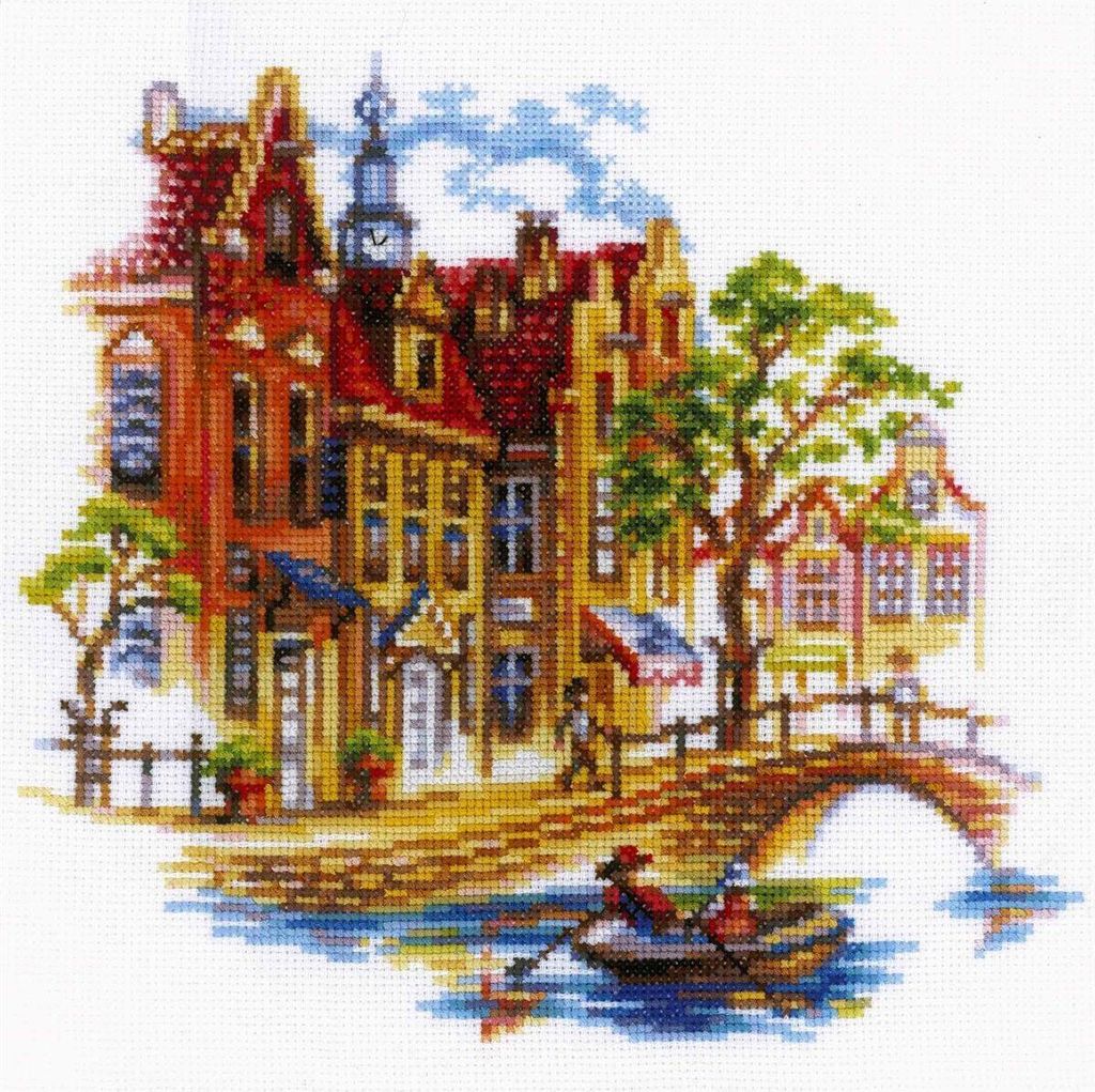 RTO Kreuzstich Set "Tour durch Amsterdam" M293, Zählmuster, 25x25 cm