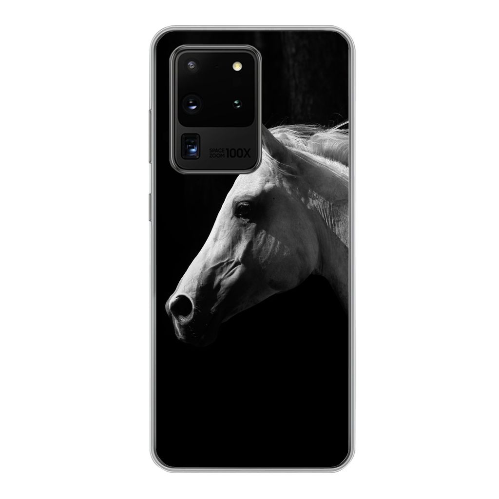 MuchoWow Handyhülle Schutzhülle Hülle für Samsung Galaxy S20 Ultra Pferde - Tiere - Porträt Silikon Softcase Handy Hülle