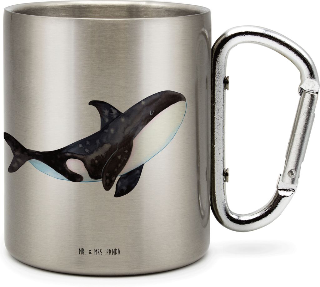 Mr. & Mrs. Panda Thermobecher Orca - Transparent - Geschenk, Arbeit, Teebecher, Büro, thermotasse, Meer, Teetasse, Möglichkeiten, Edelstahl Trink...