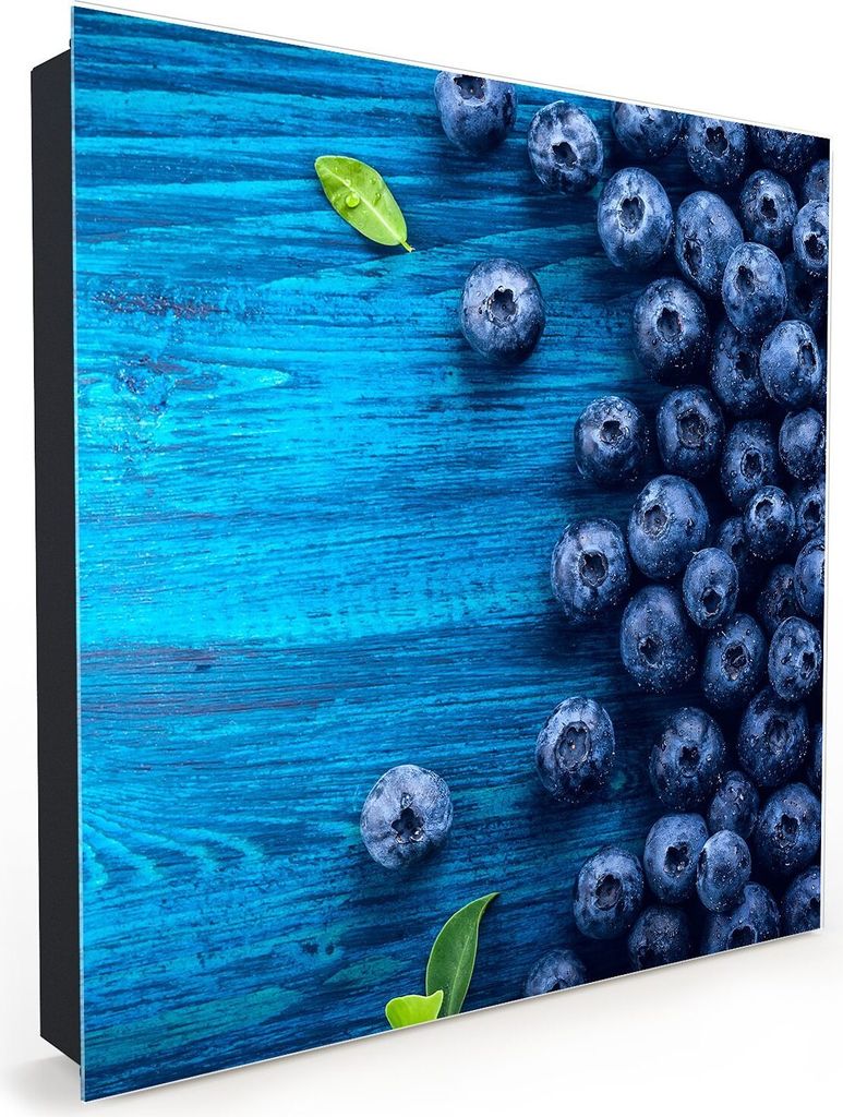 Nachbildung-Schlüsselkasten, Magnetpinnwand und Memoboard mit Glasfront Motiv Heidelbeeren auf Hintergrund