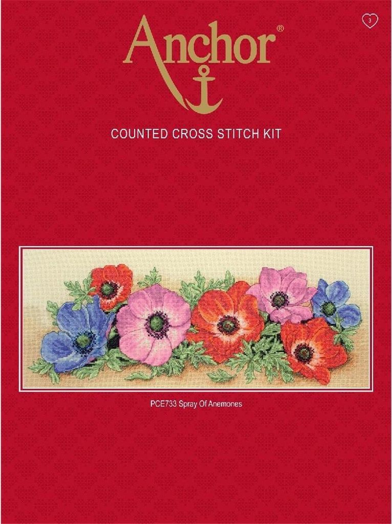 Anchor Kreuzstich-Set "Spray von Anemonen", Zählmuster