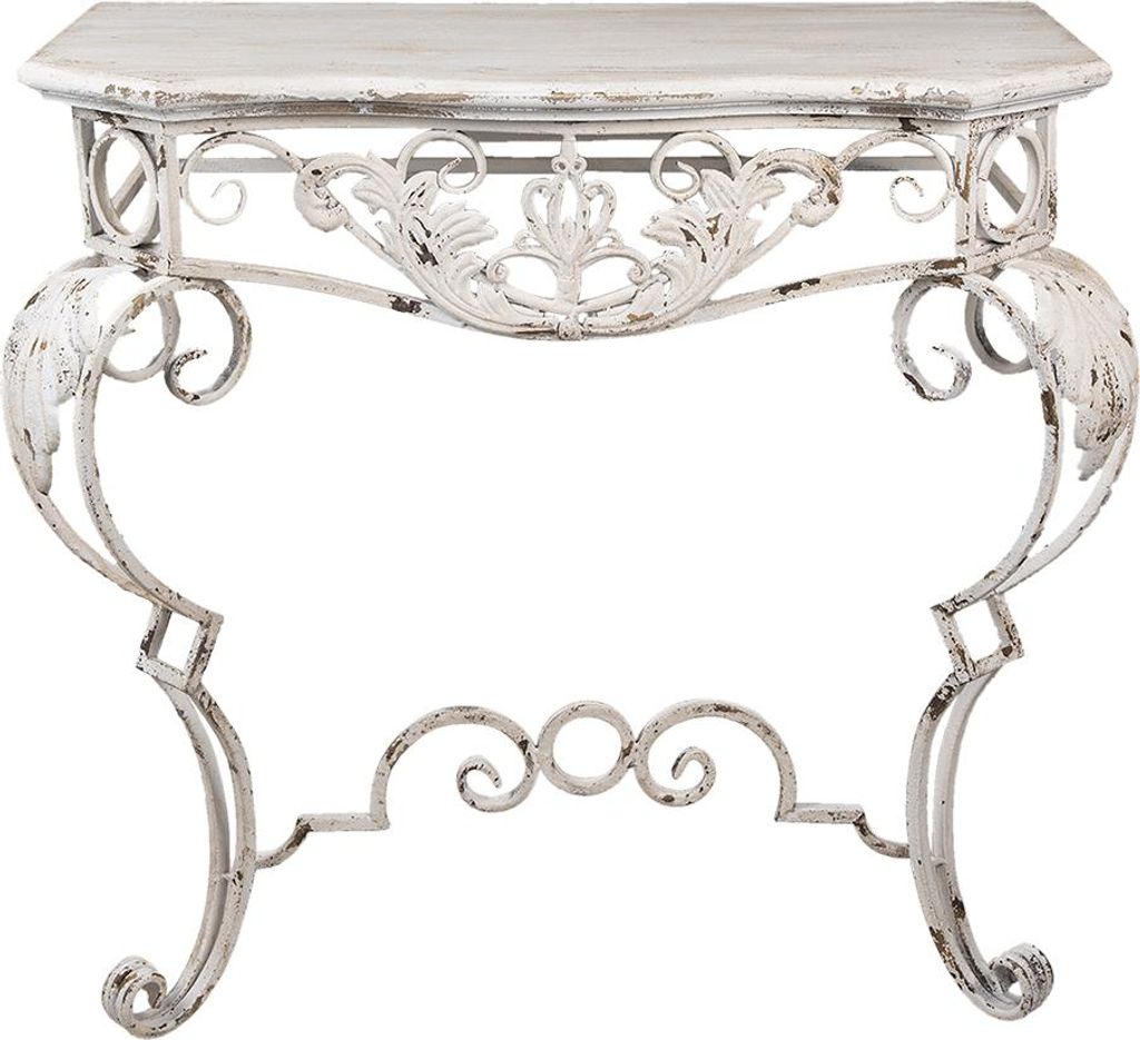 Clayre & Eef Beistelltisch 86x44x81 cm Weiß Holz