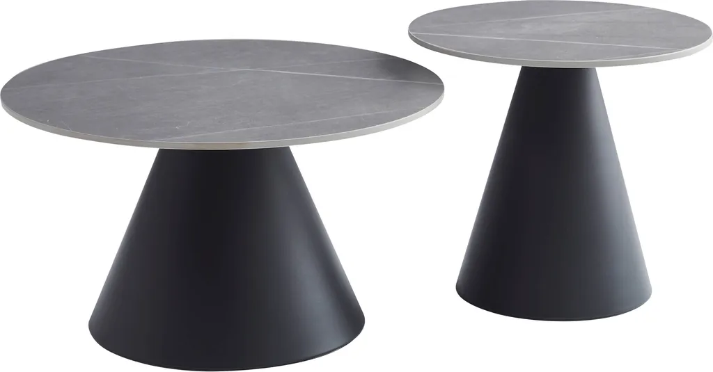 Set de 2 tables de salon Dustin pour intérieur moderne en gris et noir
