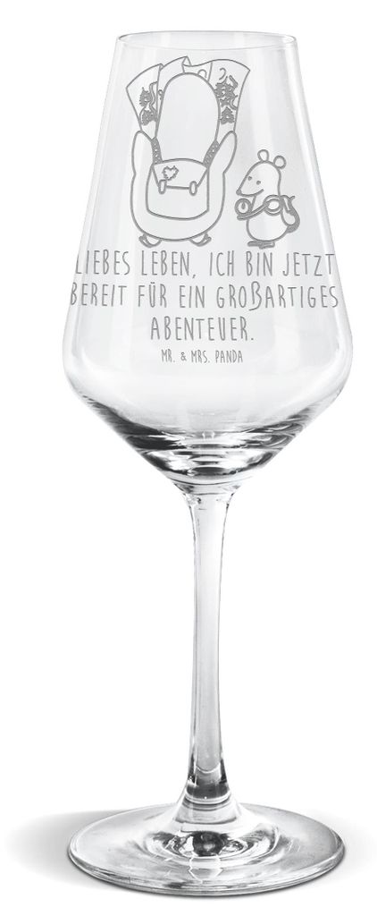 Mr. & Mrs. Panda Weinglas Pinguin & Maus Wanderer - Transparent - Geschenk, Wandern, Weißweinkelch, Ausflug, Pinguine, wein glas, Weißwein, Für,...