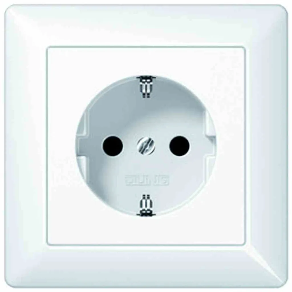JUNG AS500 Prise 1p+T - Blanc Alpin Brillant, BS, IP20 Encastrée