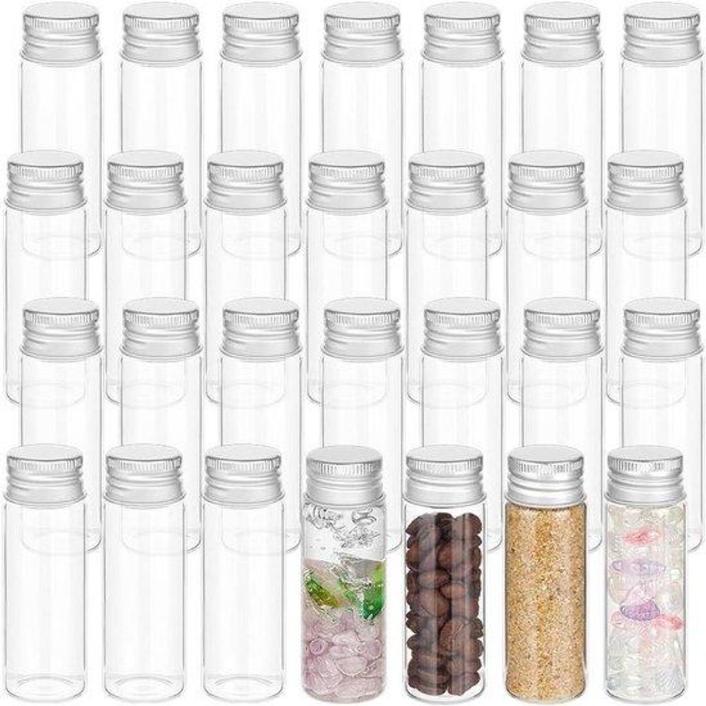 Set aus 30 transparenten Gläsern mit 20 ml Fassungsvermögen und Schraubverschluss | Transparante Monsterfässchen für Nachrichten | Ideal für H...